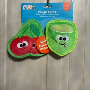 Outward Hound Tough Skinz Dog Toy 🍒& Leme Set 2Squeaky DURABLE, NO STUFFING  6”